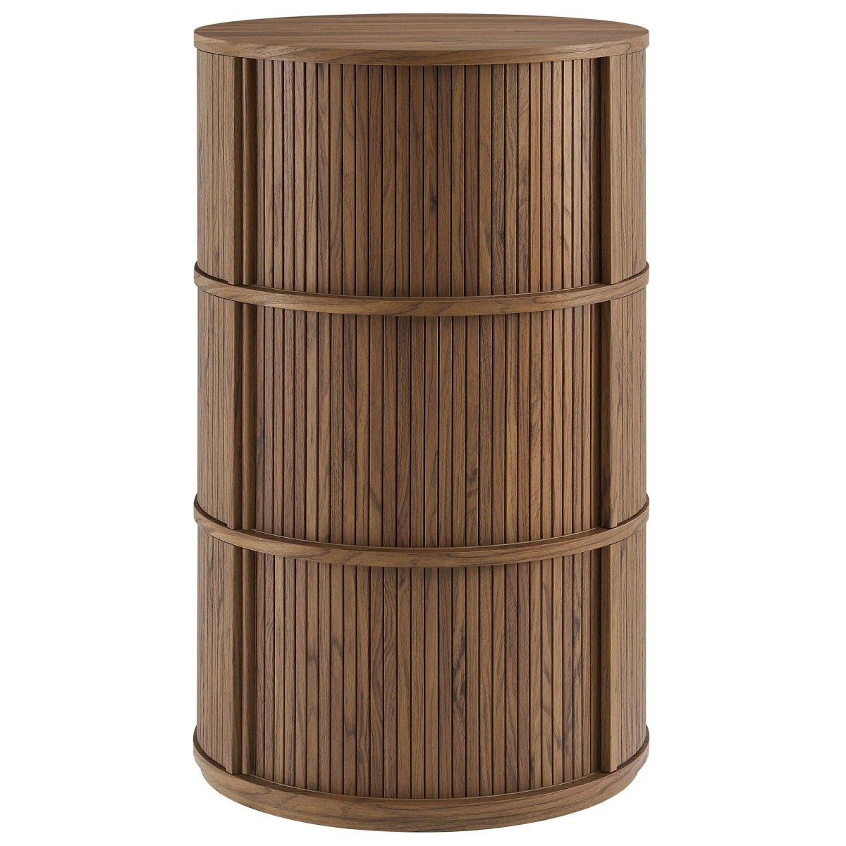 Round Pedestal Storage Table with Tambour Doors – 23 Inch - End & Side Tables available at Alpine Outlets in Denver