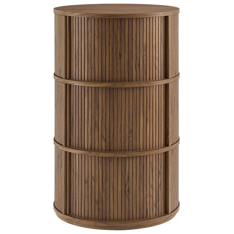 Round Pedestal Storage Table with Tambour Doors – 23 Inch - End & Side Tables available at Alpine Outlets in Denver