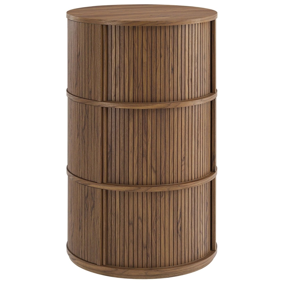 Round Pedestal Storage Table with Tambour Doors – 23 Inch - End & Side Tables available at Alpine Outlets in Denver