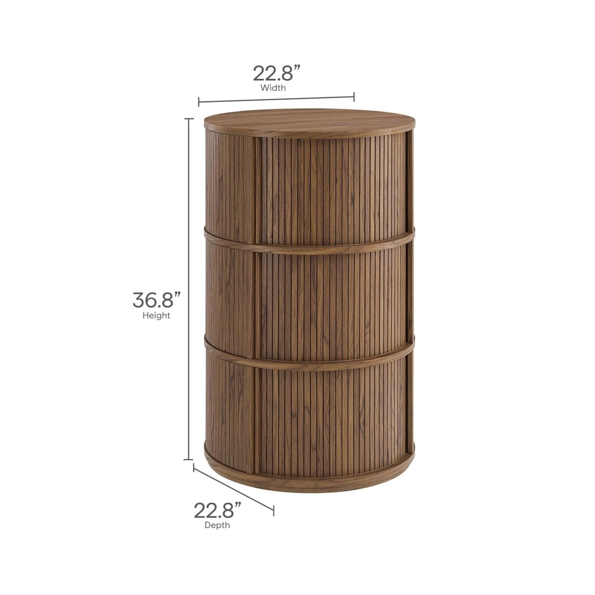 Round Pedestal Storage Table with Tambour Doors – 23 Inch - End & Side Tables available at Alpine Outlets in Denver