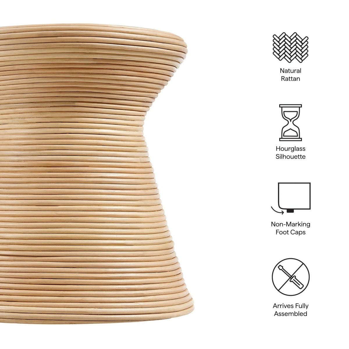 Round Rattan Side Table Hourglass Design – Natural - End & Side Tables available at Alpine Outlets in Denver