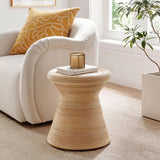 Round Rattan Side Table Hourglass Design – Natural - End & Side Tables available at Alpine Outlets in Denver