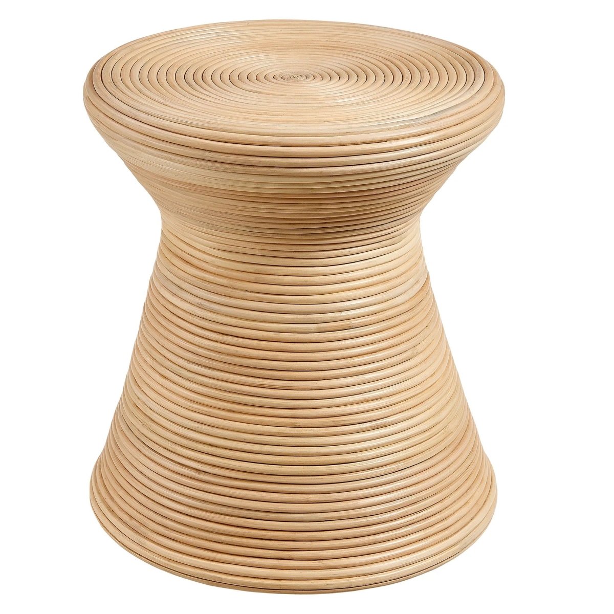 Round Rattan Side Table Hourglass Design – Natural - End & Side Tables available at Alpine Outlets in Denver