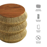Round Seagrass and Wood Side Table Drum Design – 18 Inch - End & Side Tables available at Alpine Outlets in Denver