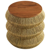 Round Seagrass and Wood Side Table Drum Design – 18 Inch - End & Side Tables available at Alpine Outlets in Denver