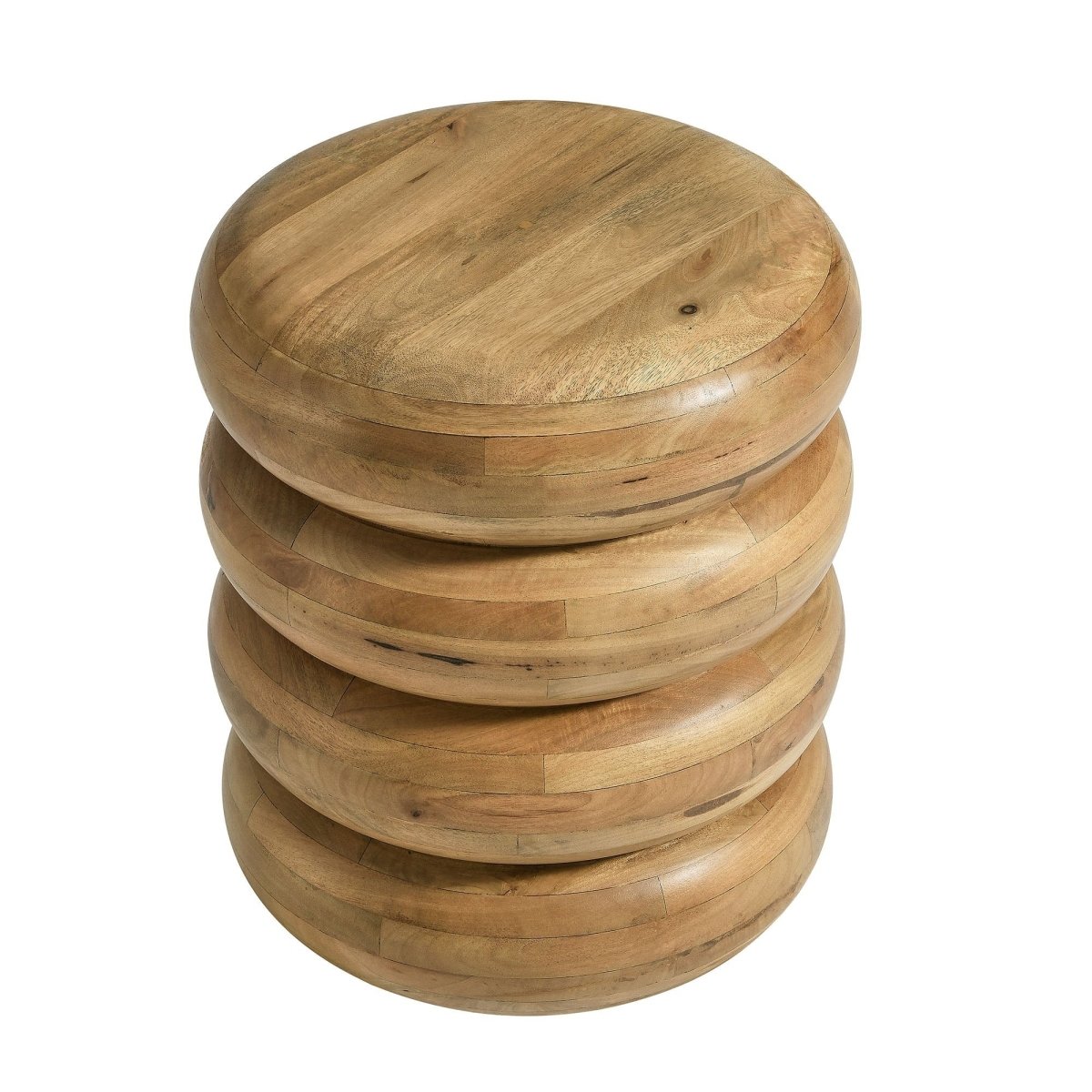 Round Stacked Mango Wood Side Table – 17 Inch - End & Side Tables available at Alpine Outlets in Denver