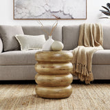 Round Stacked Mango Wood Side Table – 17 Inch - End & Side Tables available at Alpine Outlets in Denver