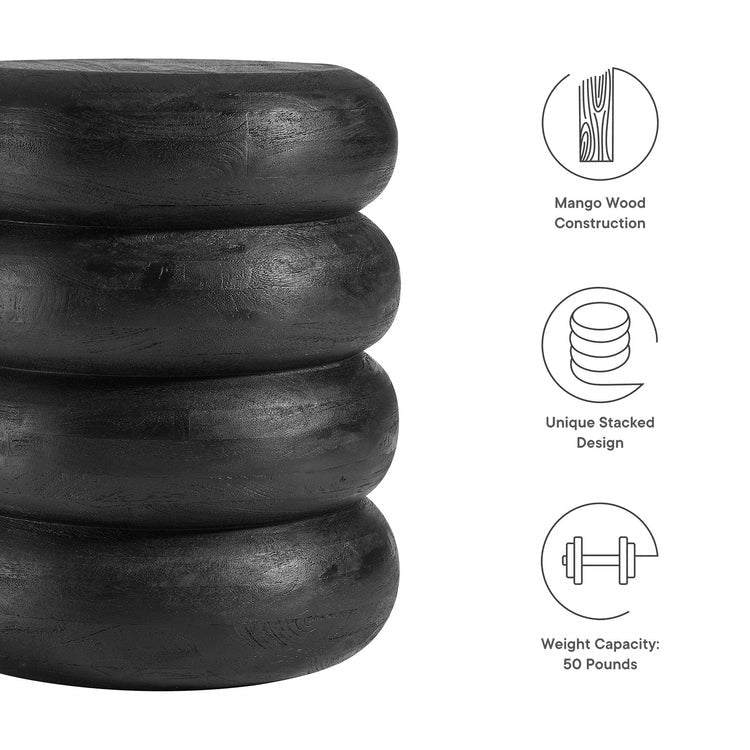 Round Stacked Mango Wood Side Table – 17 Inch - End & Side Tables available at Alpine Outlets in Denver
