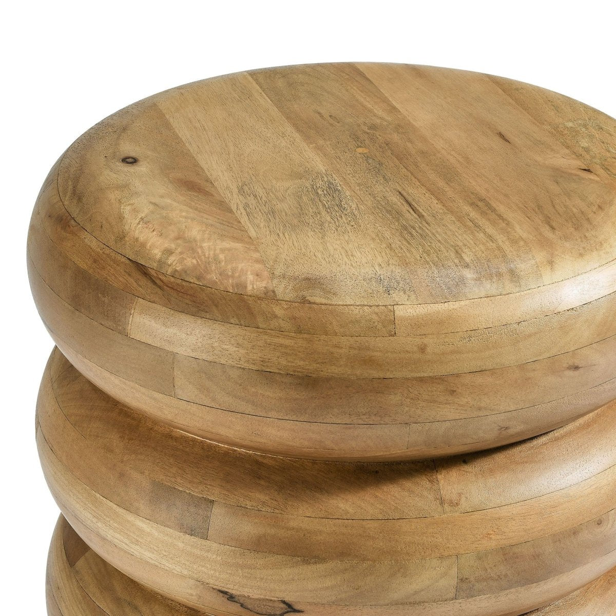 Round Stacked Mango Wood Side Table – 17 Inch - End & Side Tables available at Alpine Outlets in Denver