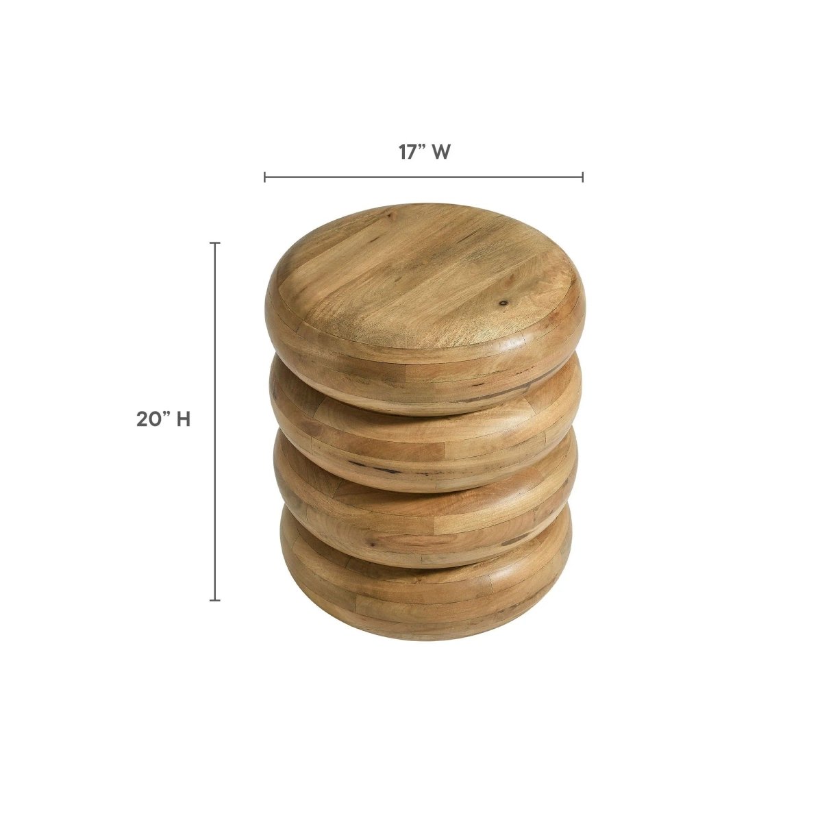 Round Stacked Mango Wood Side Table – 17 Inch - End & Side Tables available at Alpine Outlets in Denver