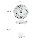 Round Terrazzo Side Table with Pedestal Base – 20 Inch - End & Side Tables available at Alpine Outlets in Denver