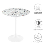 Round Terrazzo Side Table with Pedestal Base – 20 Inch - End & Side Tables available at Alpine Outlets in Denver