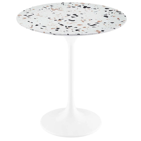 Round Terrazzo Side Table with Pedestal Base – 20 Inch - End & Side Tables available at Alpine Outlets in Denver