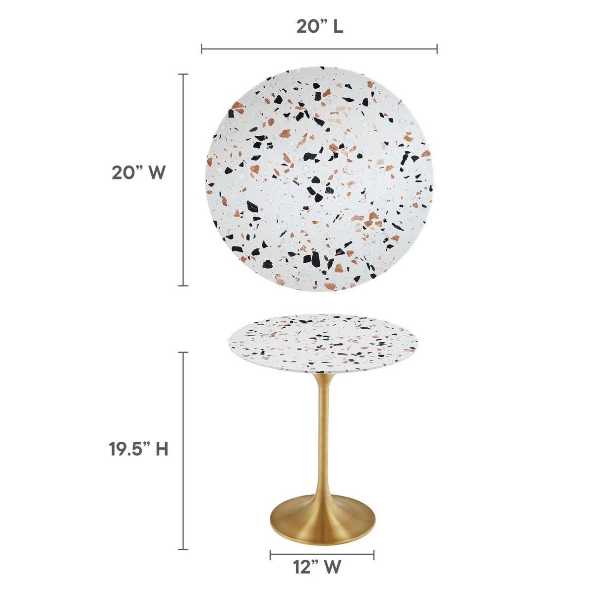 Round Terrazzo Side Table with Pedestal Base – 20 Inch - End & Side Tables available at Alpine Outlets in Denver