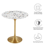 Round Terrazzo Side Table with Pedestal Base – 20 Inch - End & Side Tables available at Alpine Outlets in Denver