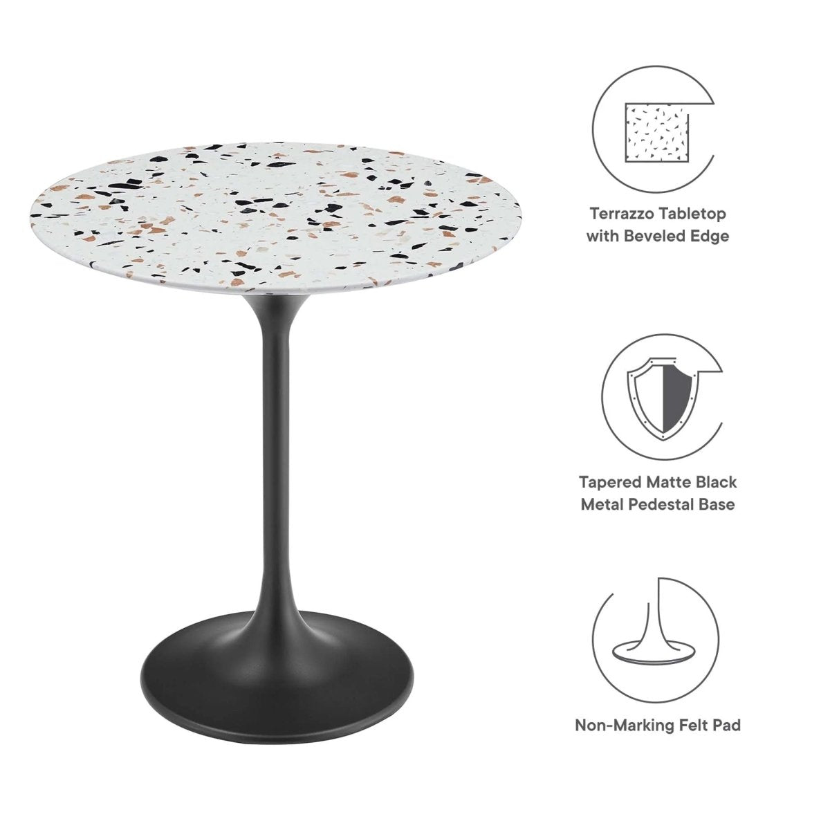 Round Terrazzo Side Table with Pedestal Base – 20 Inch - End & Side Tables available at Alpine Outlets in Denver