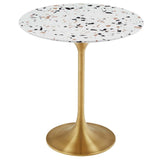 Round Terrazzo Side Table with Pedestal Base – 20 Inch - End & Side Tables available at Alpine Outlets in Denver
