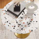 Round Terrazzo Side Table with Pedestal Base – 20 Inch - End & Side Tables available at Alpine Outlets in Denver