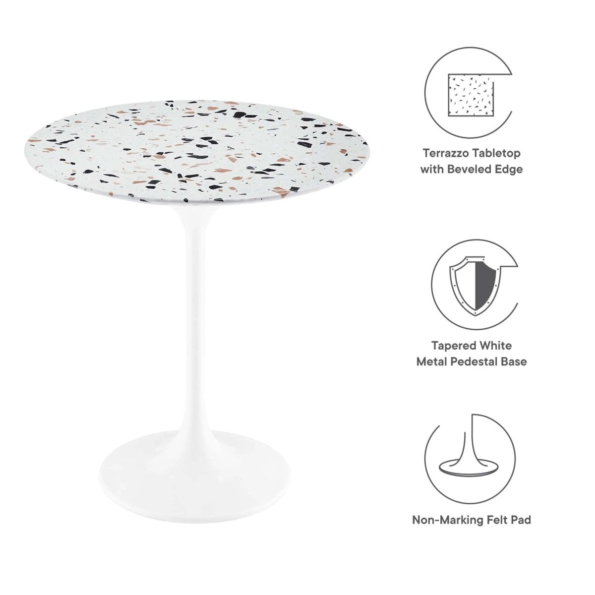 Round Terrazzo Side Table with Pedestal Base – 20 Inch - End & Side Tables available at Alpine Outlets in Denver