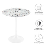 Round Terrazzo Side Table with Pedestal Base – 20 Inch - End & Side Tables available at Alpine Outlets in Denver