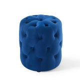 Round Tufted Velvet Ottoman – Upholstered Accent 16 Inch - Ottomans available at Alpine Outlets in Denver