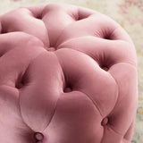 Round Tufted Velvet Ottoman – Upholstered Accent 16 Inch - Ottomans available at Alpine Outlets in Denver