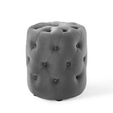 Round Tufted Velvet Ottoman – Upholstered Accent 16 Inch - Ottomans available at Alpine Outlets in Denver