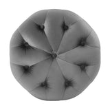 Round Tufted Velvet Ottoman – Upholstered Accent 16 Inch - Ottomans available at Alpine Outlets in Denver