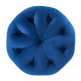 Round Tufted Velvet Ottoman – Upholstered Accent 16 Inch - Ottomans available at Alpine Outlets in Denver