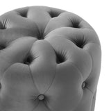 Round Tufted Velvet Ottoman – Upholstered Accent 16 Inch - Ottomans available at Alpine Outlets in Denver