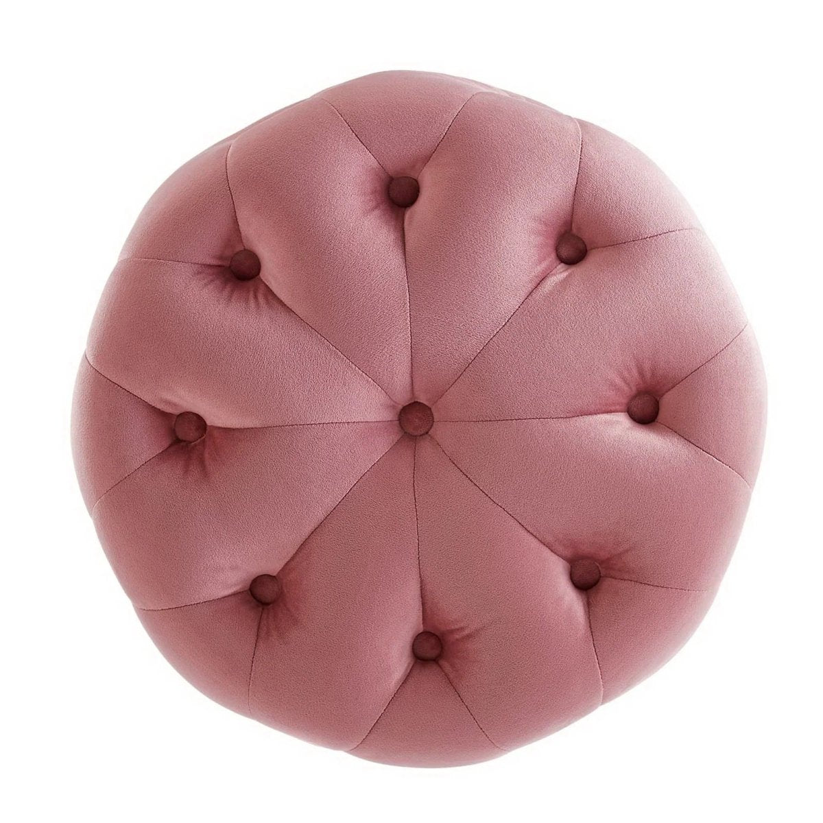 Round Tufted Velvet Ottoman – Upholstered Accent 16 Inch - Ottomans available at Alpine Outlets in Denver