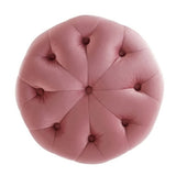Round Tufted Velvet Ottoman – Upholstered Accent 16 Inch - Ottomans available at Alpine Outlets in Denver