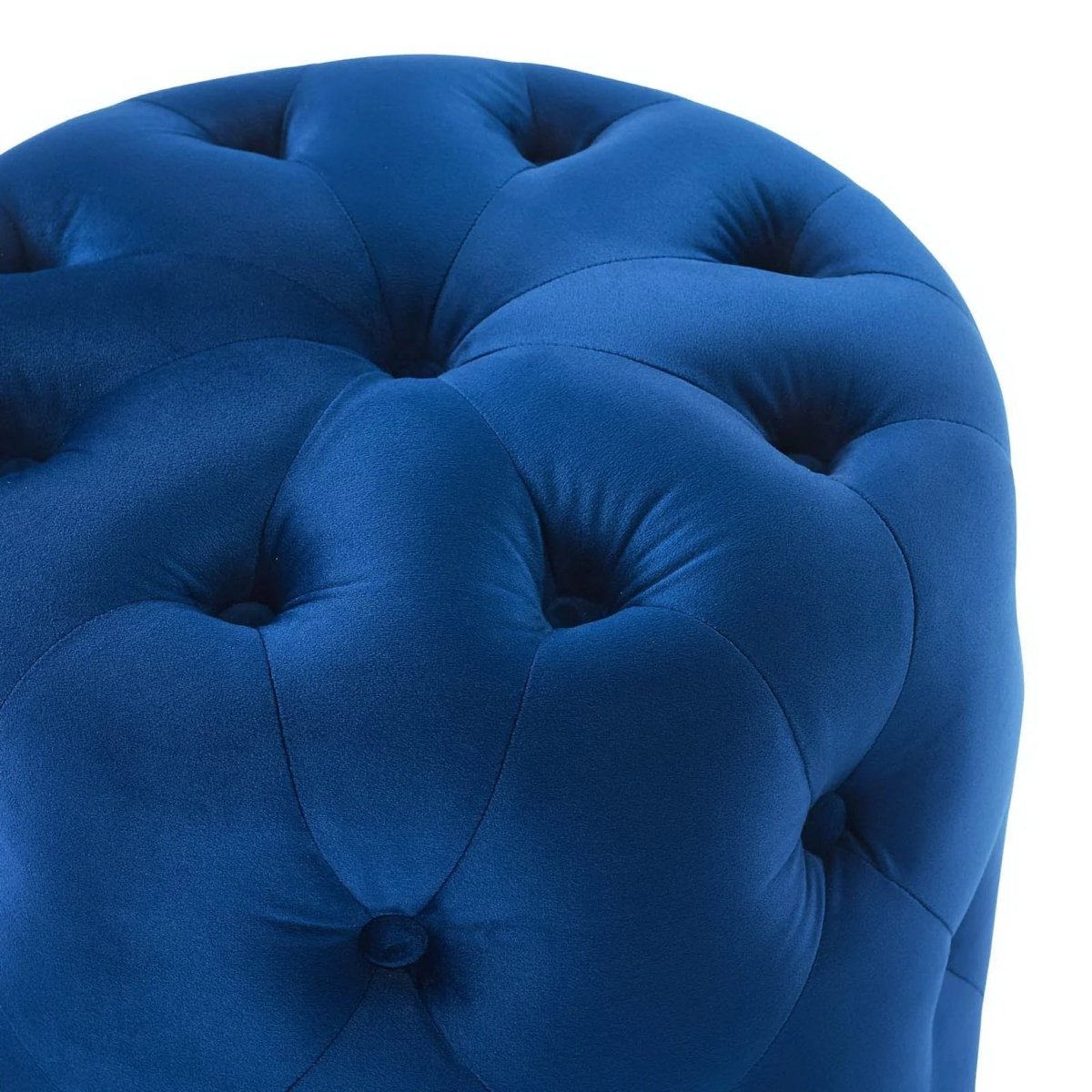 Round Tufted Velvet Ottoman – Upholstered Accent 16 Inch - Ottomans available at Alpine Outlets in Denver