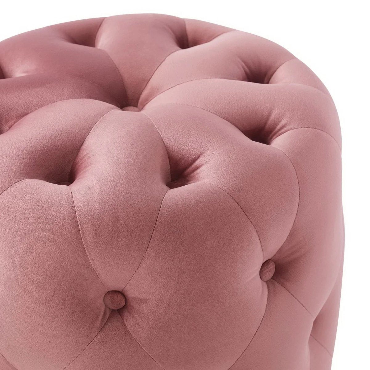 Round Tufted Velvet Ottoman – Upholstered Accent 16 Inch - Ottomans available at Alpine Outlets in Denver
