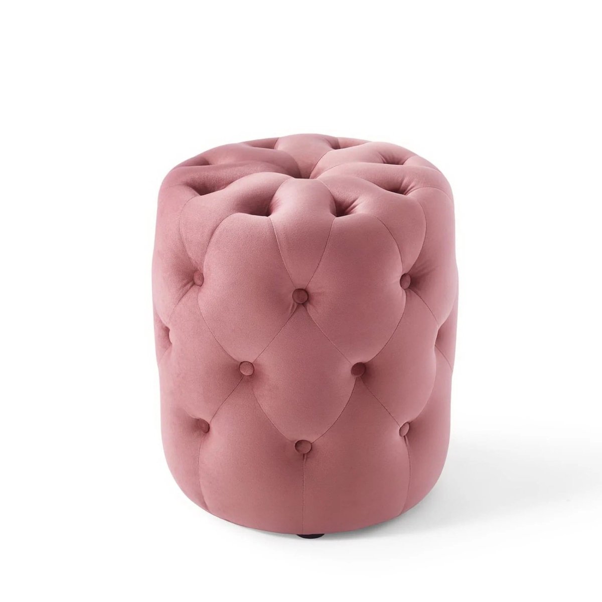 Round Tufted Velvet Ottoman – Upholstered Accent 16 Inch - Ottomans available at Alpine Outlets in Denver