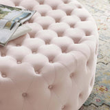 Round Tufted Velvet Ottoman with Gold Base – 40 Inch - Ottomans available at Alpine Outlets in Denver