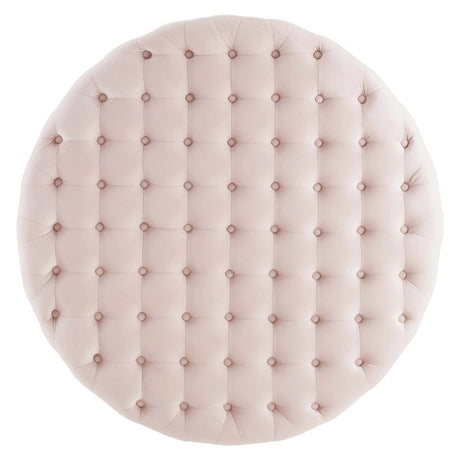 Round Tufted Velvet Ottoman with Gold Base – 40 Inch - Ottomans available at Alpine Outlets in Denver