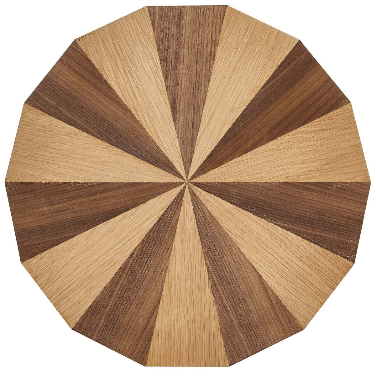 Round Two Tone Wood Veneer Side Table – Oak Walnut 18 Inch - End & Side Tables available at Alpine Outlets in Denver