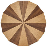 Round Two Tone Wood Veneer Side Table – Oak Walnut 18 Inch - End & Side Tables available at Alpine Outlets in Denver