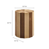 Round Two Tone Wood Veneer Side Table – Oak Walnut 18 Inch - End & Side Tables available at Alpine Outlets in Denver