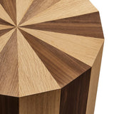 Round Two Tone Wood Veneer Side Table – Oak Walnut 18 Inch - End & Side Tables available at Alpine Outlets in Denver