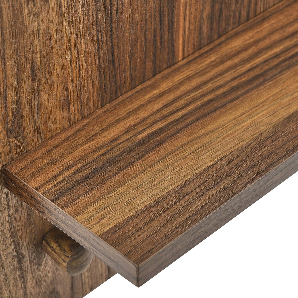 24x16" Walnut Round Wall Mirror with Shelf and Pegs - Mirrors - Alpine Outlets