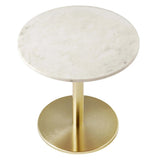 Round White Marble Side Table with Metal Base – 20 Inch - End & Side Tables available at Alpine Outlets in Denver
