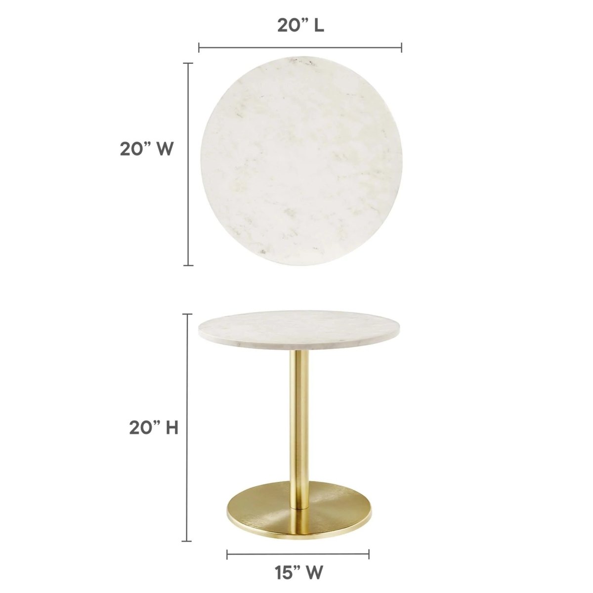 Round White Marble Side Table with Metal Base – 20 Inch - End & Side Tables available at Alpine Outlets in Denver