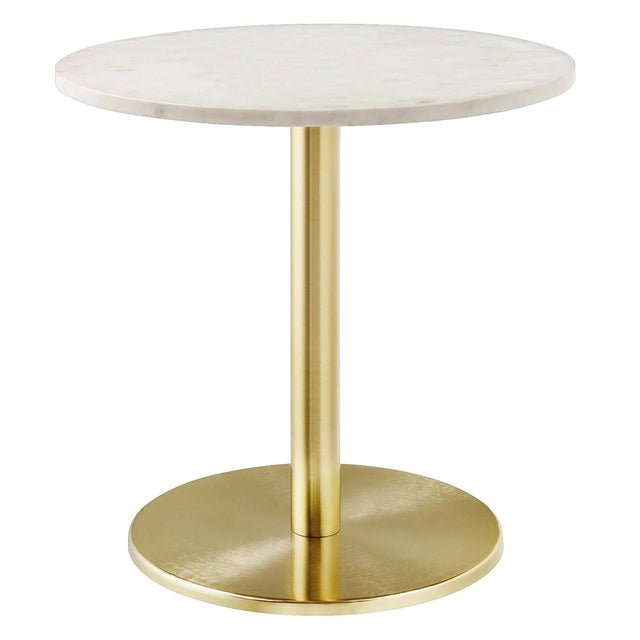 Round White Marble Side Table with Metal Base – 20 Inch - End & Side Tables available at Alpine Outlets in Denver