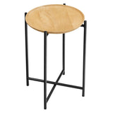 Round Wood and Metal Side Table – Oak 15 Inch - End & Side Tables available at Alpine Outlets in Denver