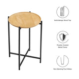 Round Wood and Metal Side Table – Oak 15 Inch - End & Side Tables available at Alpine Outlets in Denver