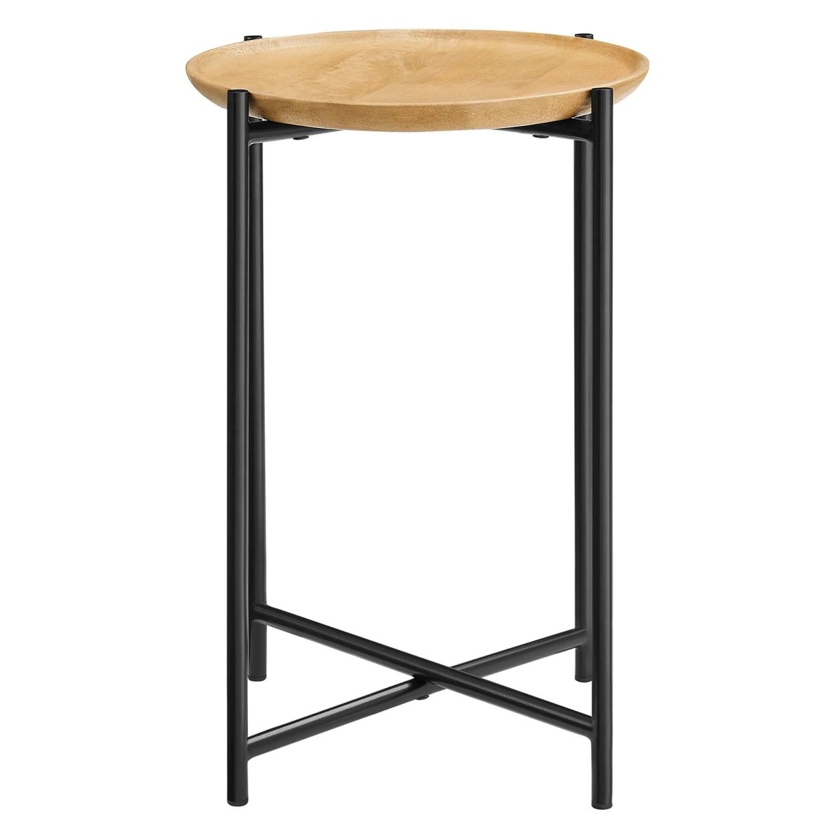 Round Wood and Metal Side Table – Oak 15 Inch - End & Side Tables available at Alpine Outlets in Denver
