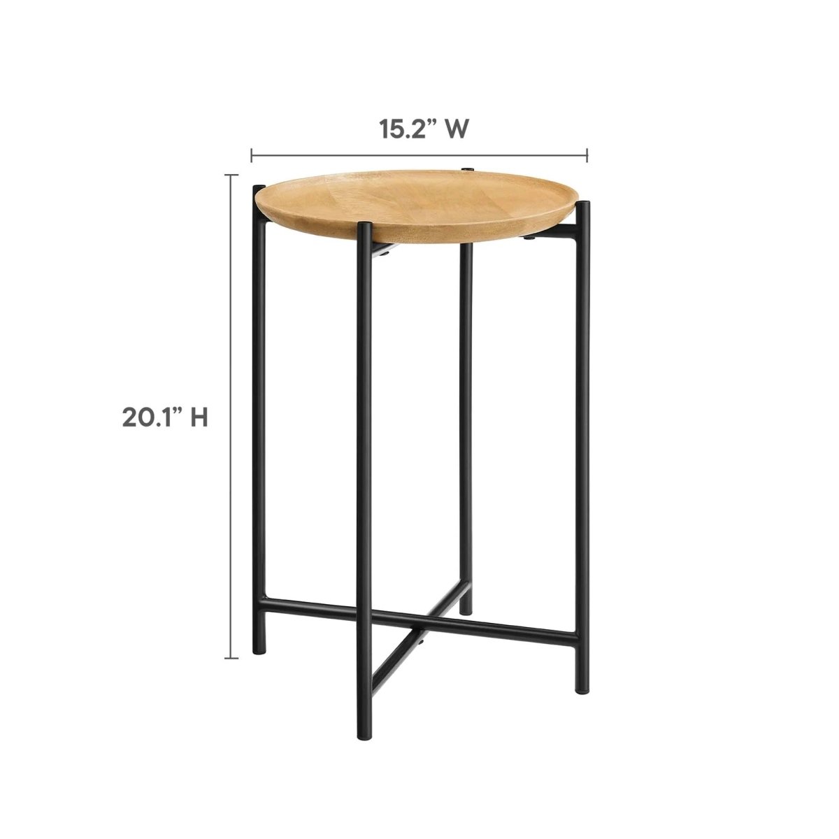 Round Wood and Metal Side Table – Oak 15 Inch - End & Side Tables available at Alpine Outlets in Denver