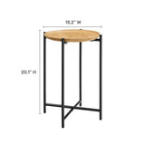 Round Wood and Metal Side Table – Oak 15 Inch - End & Side Tables available at Alpine Outlets in Denver